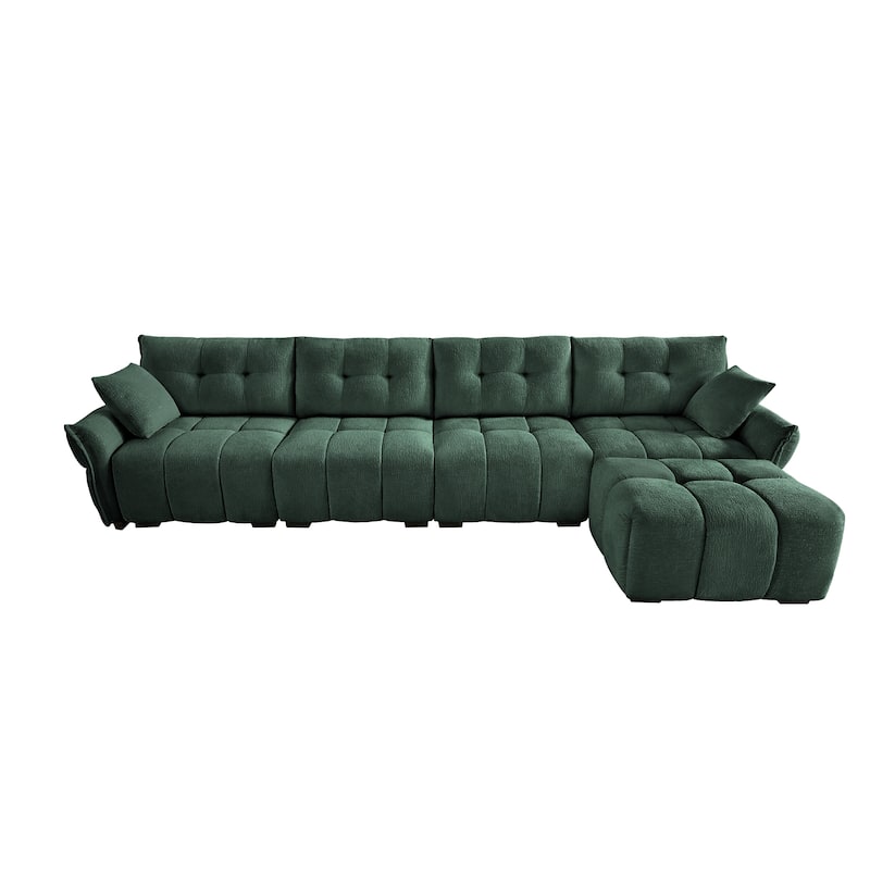 4-Seater U-Shaped Modular Sofa with 1 Ottomans & Pillows