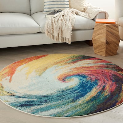 Nourison Celestial Abstract Modern Multicolored Colorful Wave Area Rug