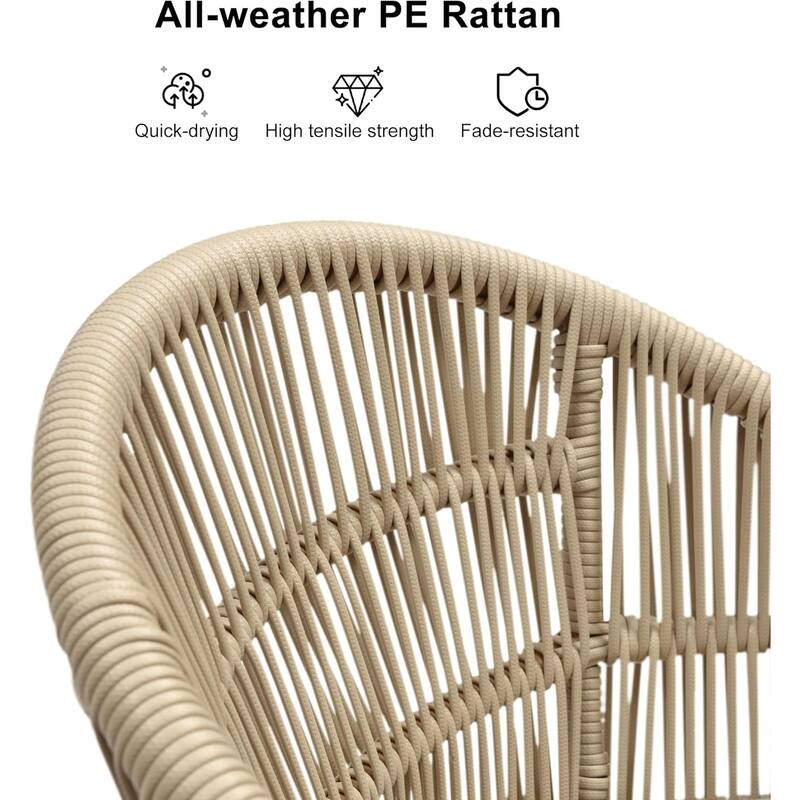 PURPLE LEAF Modern Rattan Bar Stools Set of 2 with Cushion and Back Counter Stools