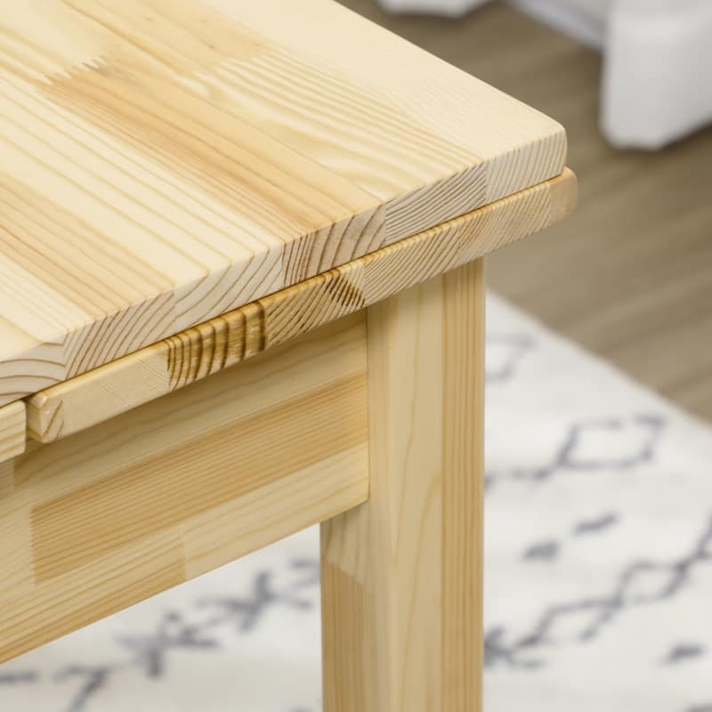 HOMCOM Folding Dining Table with Pine Wood Frame, Drop Leaf Tables for Small Spaces, Natural