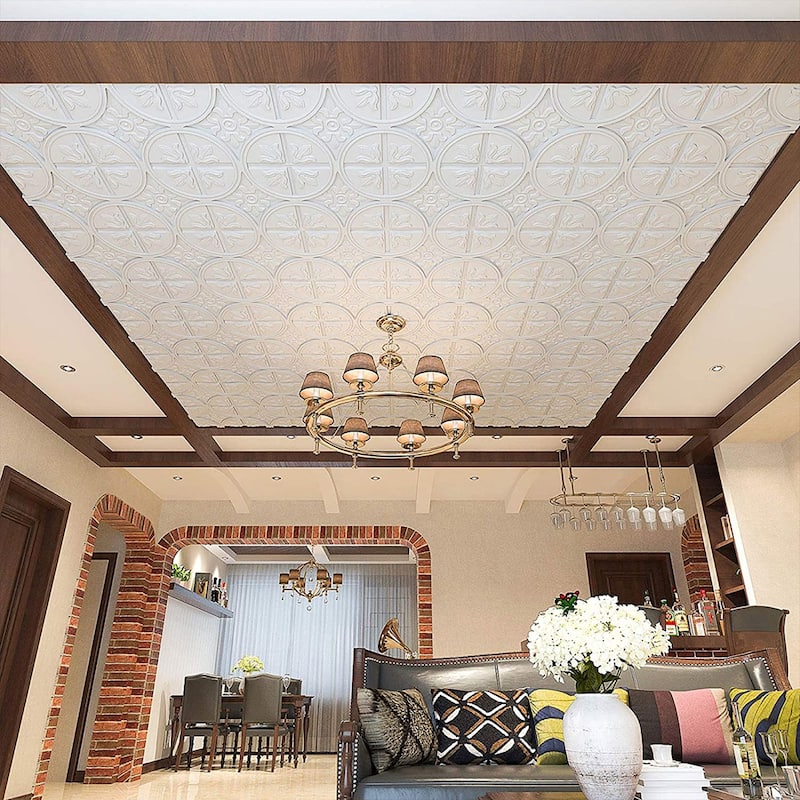 Art3d 2x2 PVC Decorative Ceiling Tile, 3D Ceiling Panel Fancy Flower ...
