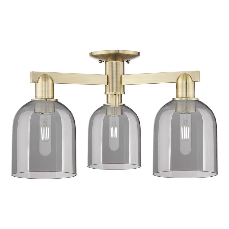 Innovations Lighting 716-3F-12-23 Bella Semi-Flush Bella 3 Light 23" - Antique Brass / Light Smoke