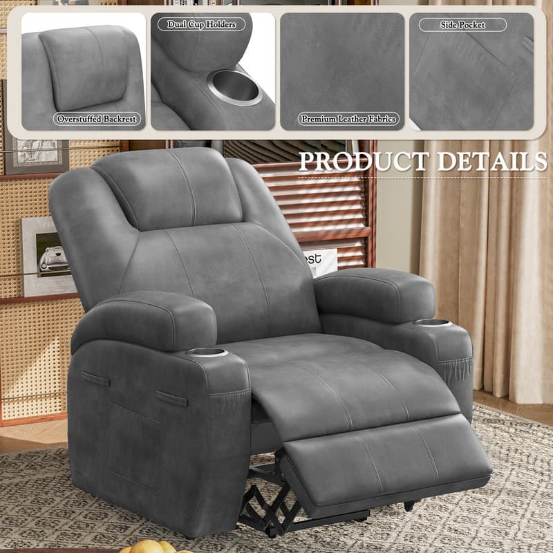 LACOO Power Lift Recliner PU Leather Reclining Chair with Massage