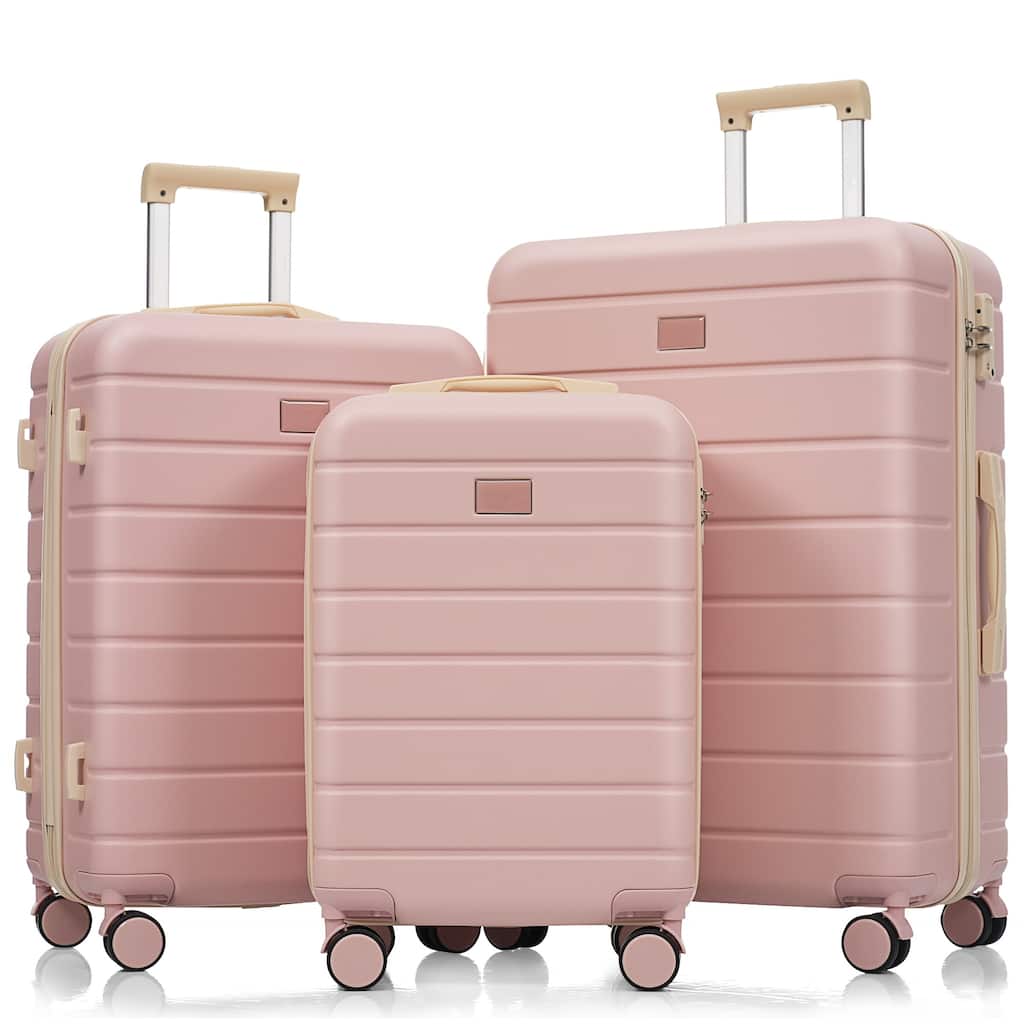 3-Piece, 20, 24, 28-Inch Modern Premium Luggage with TSA Lock and 360° Spinner Wheels, for Boarding Travel, Pink
