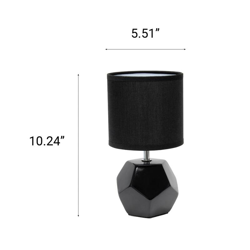 Geometric Table Lamp With Long Drum Shade - 10.5" - Black