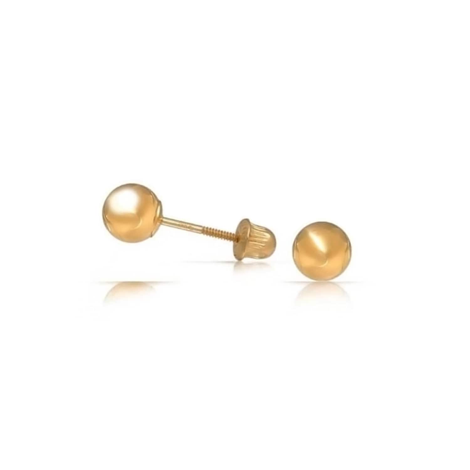14k Yellow Gold 4mm Ball Stud Earrings with Screwback
