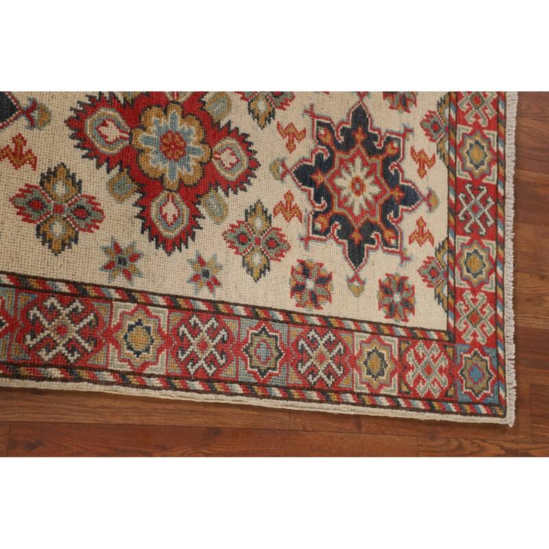 Geometric Kazak Runner Rug Hand-Knotted Wool Carpet - 2'1" x 5'10"