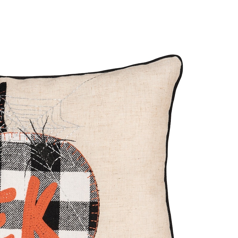 14" x 22" Franklin Black Eek Chain Stitch Halloween Throw Pillow