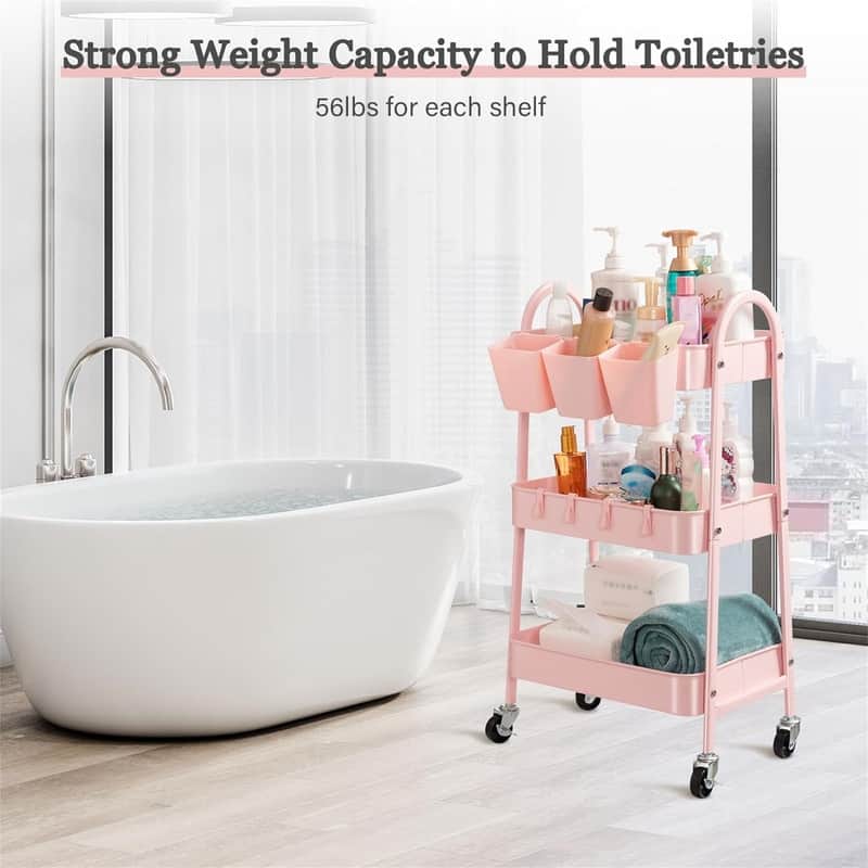 3-Tier Rolling Cart - 12.3"D x 16.1"W x 31.1"H