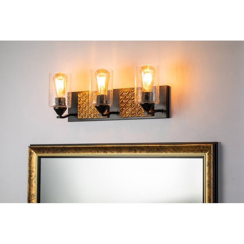 3 Light Bath Vanity Light in Black and Gold