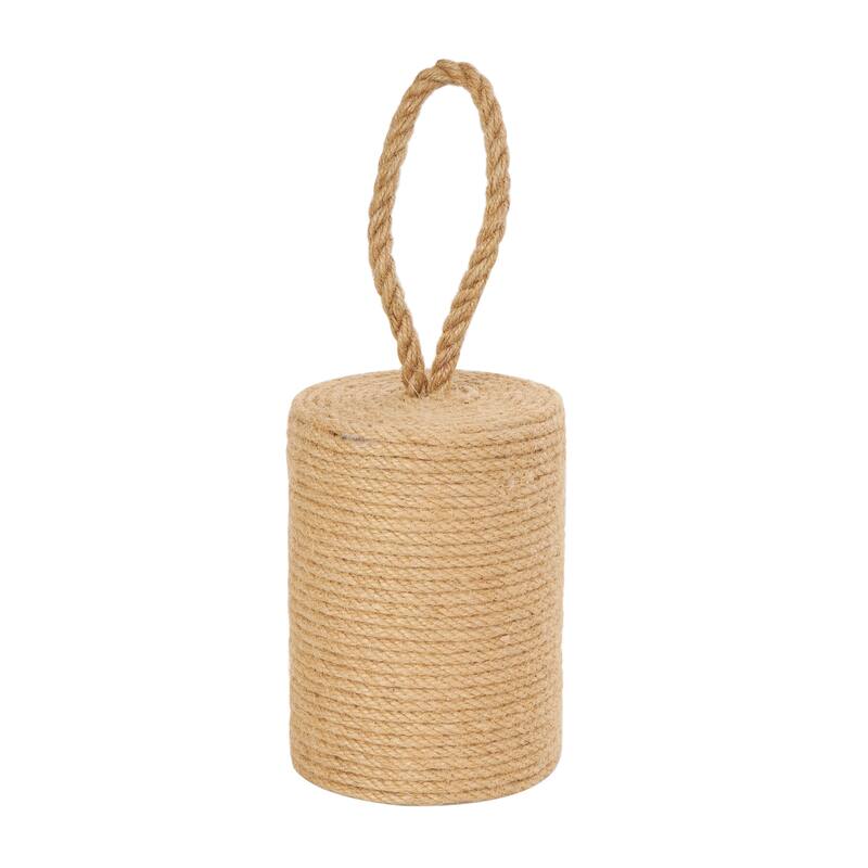 Brown Jute Rope Handmade Coiled Rope Buoy Decorative Sculpture with Handle
