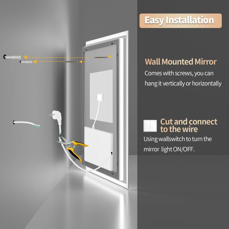 Led Illuminated Backlit Bathroom Mirror with Touch Sensor Demister
