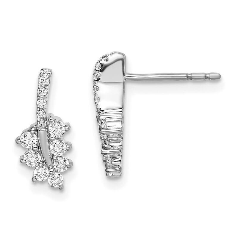 Curata 14k Gold Wg Lab Grown Diamond Si1 Si2 G H I Leaf Post Earrings - 12.76x5.41mm Wide
