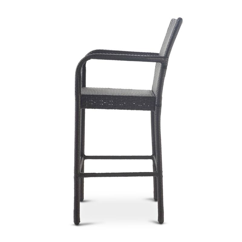 Delfina Outdoor Wicker Barstool (Set of 4) by Christopher Knight Home - 24.80"L x 24.35"W x 46.50"H
