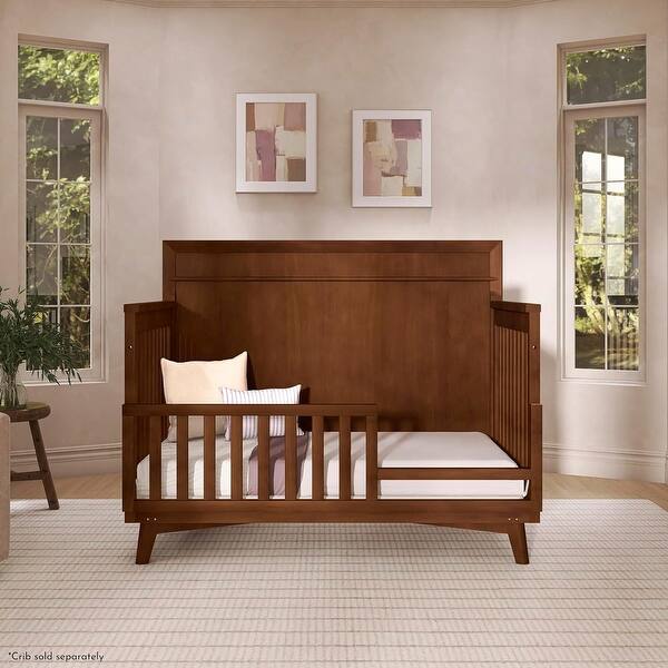 slide 2 of 5, Evolur Convertible Crib Toddler Guard Rail in Walnut Walnut