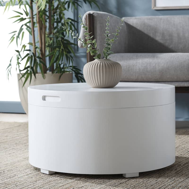 SAFAVIEH Home Collection Rafaela Round Tray Top Coffee Table With Storage - 23" L x 23" D x 13" H