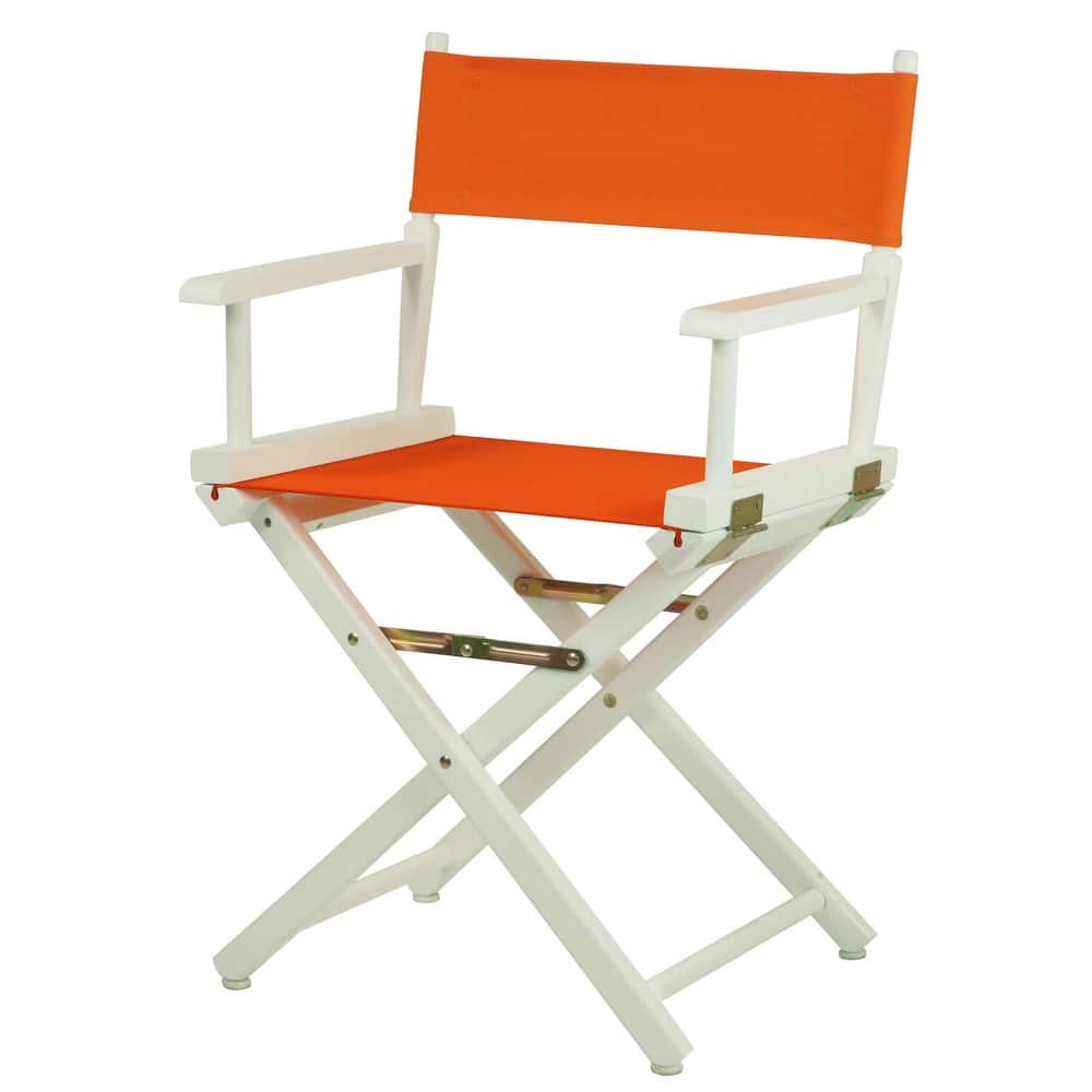 White Frame 18-inch Director's Chair - 33.75"h x 21.75"w x 17"d - 33.75"h x 21.75"w x 17"d
