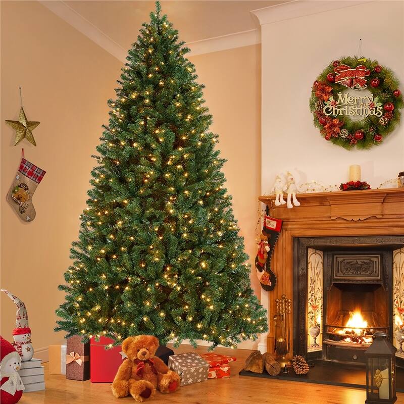 Yaheetech Pre-lit Spruce Artificial Hinged Holiday Christmas Pine Tree - 9 Foot