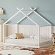 preview thumbnail 3 of 5, Roomfitters Twin Size Montessori House Bed Frame with Headboard and Footboard, Wooden Floor Bed with Fence Design, White