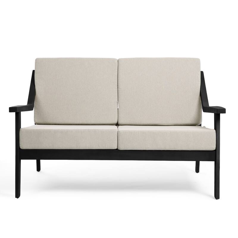 Outdoor Wood Teak Patio 2 Seater Loveseat with Cushion