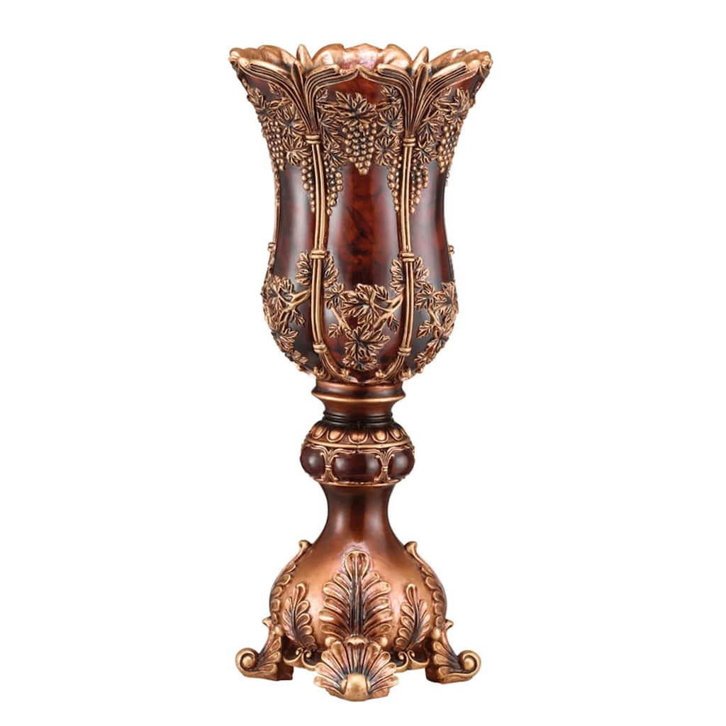 20" Red and Gold Polyresin Damask Novelty Urn - 8.50