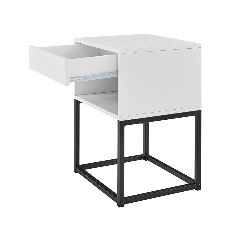 BIKAHOM Simple End Table with Drawer and Shelf for Any Room,Nightstand,Metal Leg Design
