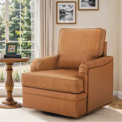 LUE BONA Modern Swivel Accent Chair Leather Armchair for Living Room - 30" W x 32" D x 36" H