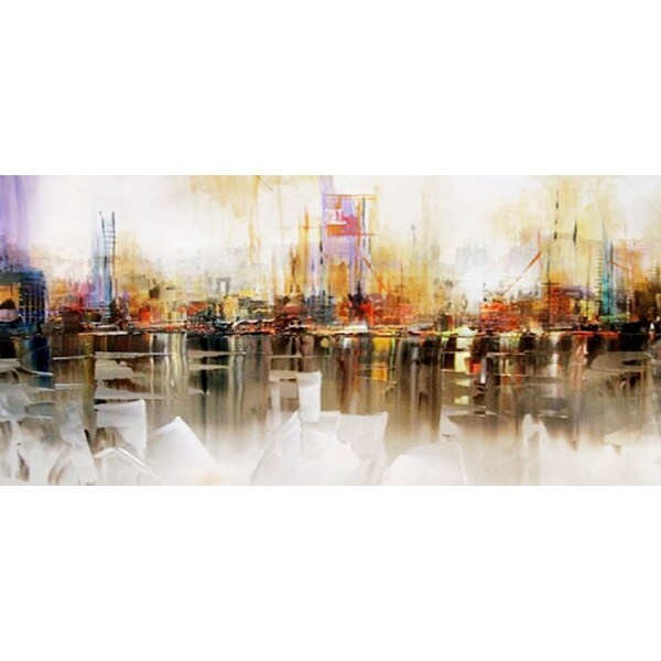 60 Cloud White And Rust Orange Abstract Cityscape Decorative Wall Art N A