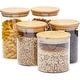 preview thumbnail 1 of 7, Glass Canisters with Airtight Bamboo Lids, 3 Sizes for Pantry Storage (5 Pack)