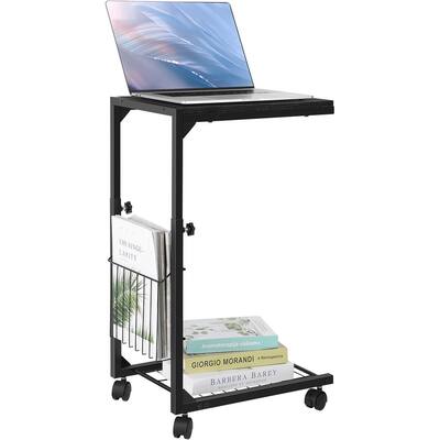 C Shaped End Table Height Adjustable with Metal Frame