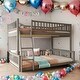 preview thumbnail 1 of 8, Full XL over Queen Bunk Bed with Ladder and Guardrails,No Box Spring Required, Gray Gray - Full