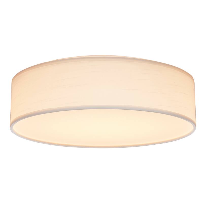 15 inch CCT Selectable Fabric Drum LED Decor Flush Mount Fixture White Fabric Shade Acrylic Diffuser - White Fabric