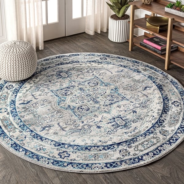 Shop Jonathan Y Modern Persian Vintage Medallion Light Grey Navy Distressed Area Rug On Sale Overstock 25896032