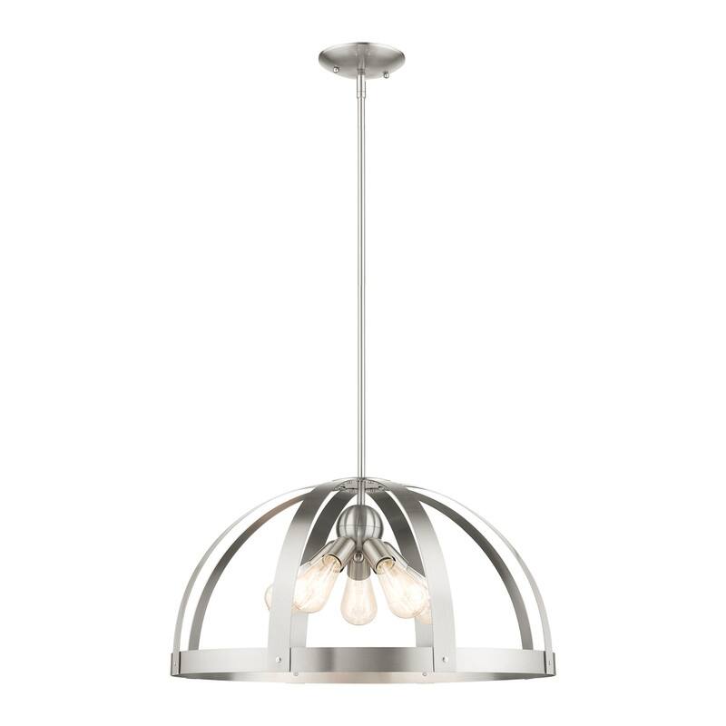 Livex Lighting 5-light Brushed Nickel Pendant Chandelier, 49645-91 - 24"DIA 15.5"- 51.5"ADJ.H