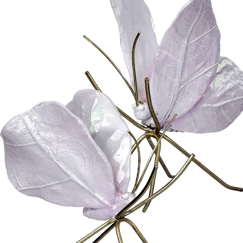 5" Resin And Metal Pearlized Butterfly Set of 2