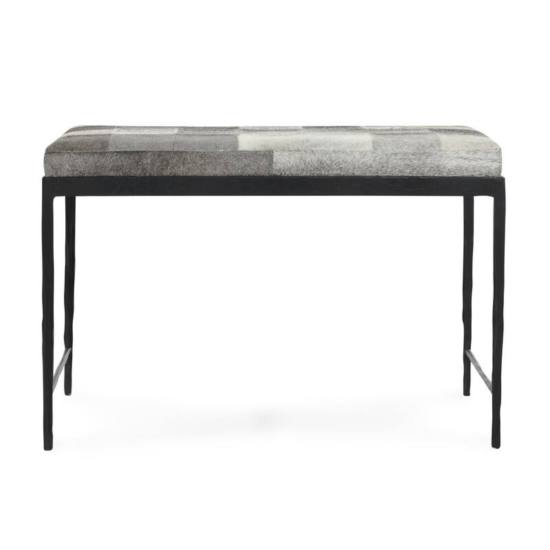 Classic Home Achen Leather Hide Ottoman Bench
