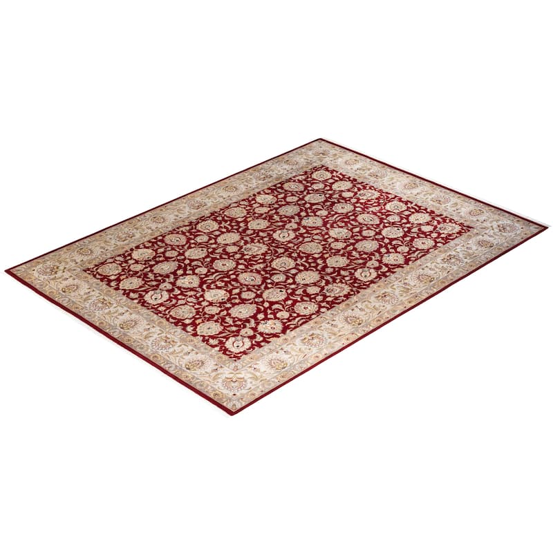 Overton Hand Knotted Wool Traditional Oriental Red Area Rug - 9' x 12'