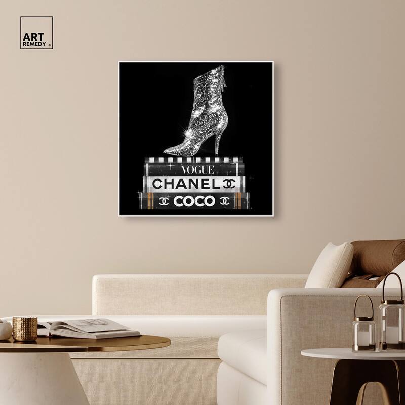 Cosmic Heel Boot and Books Canvas by Art Remedy