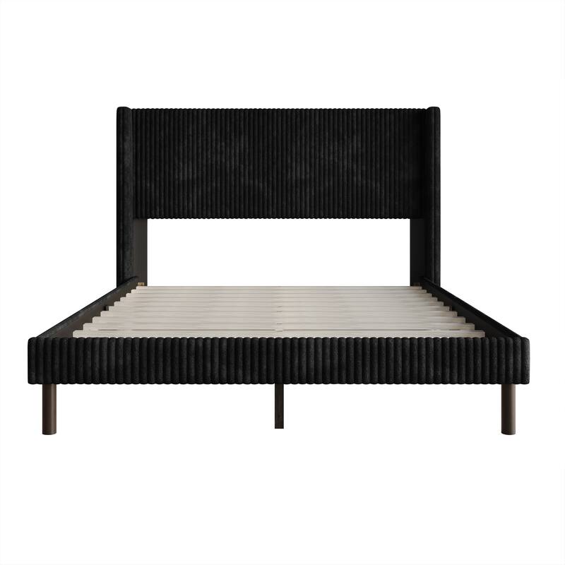 Clayfell Duluth Corduroy Velvet Upholstered Platform Bed