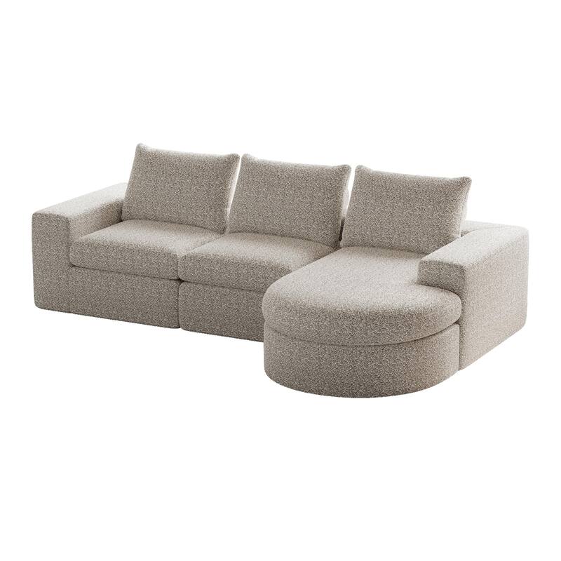 99-Inch Chenille Cloud Curved Sectional Sofa with Chaise, L-Shaped Modern Boneless Couch with Deep Seats,Sectional Sofa