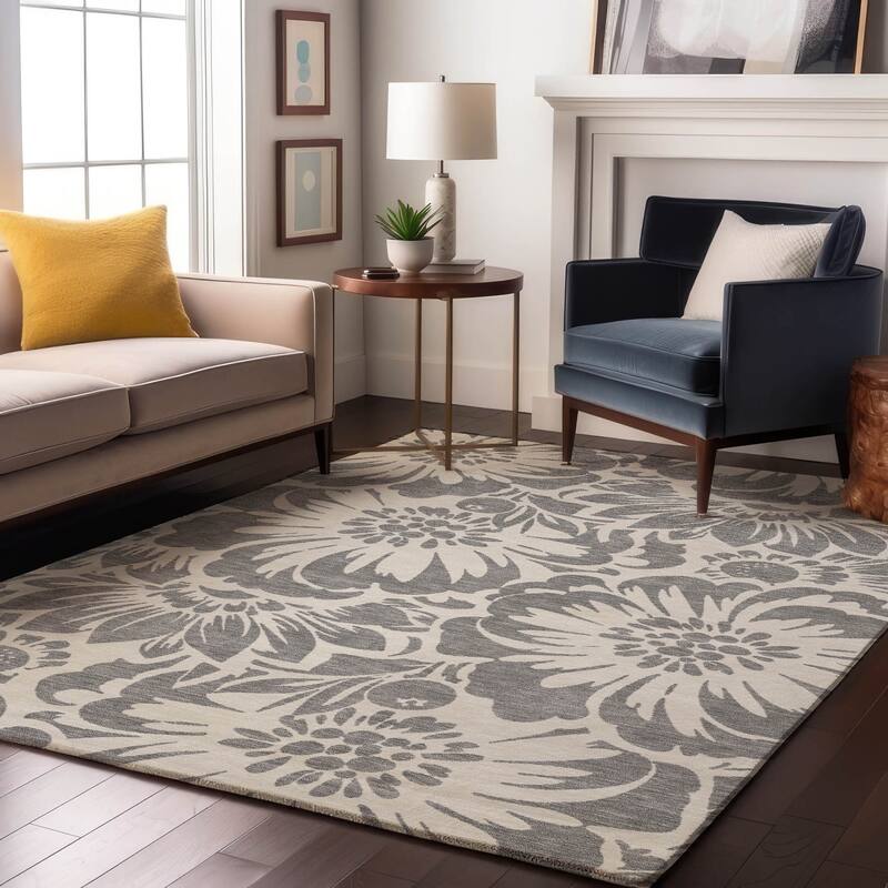 Premium Washable Super Soft Modern Floral Mayfield Rug - Gray - 2' 6" x 3' 10"
