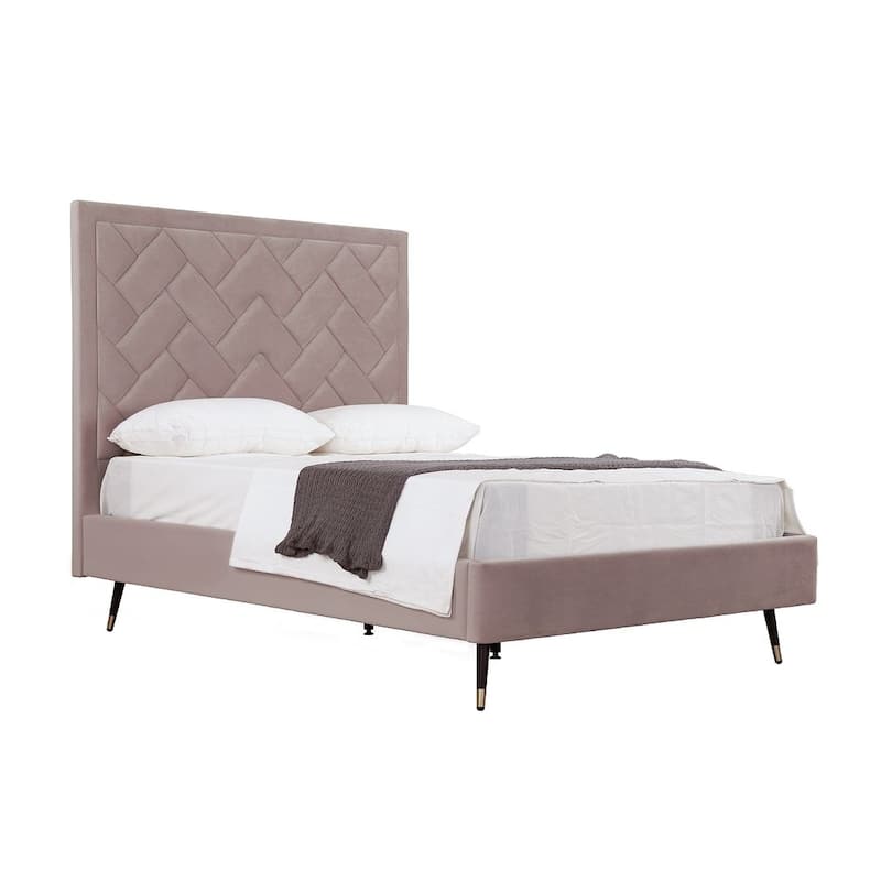 Manhattan Comfort Crosby Modern Velvet Upholstered Bed