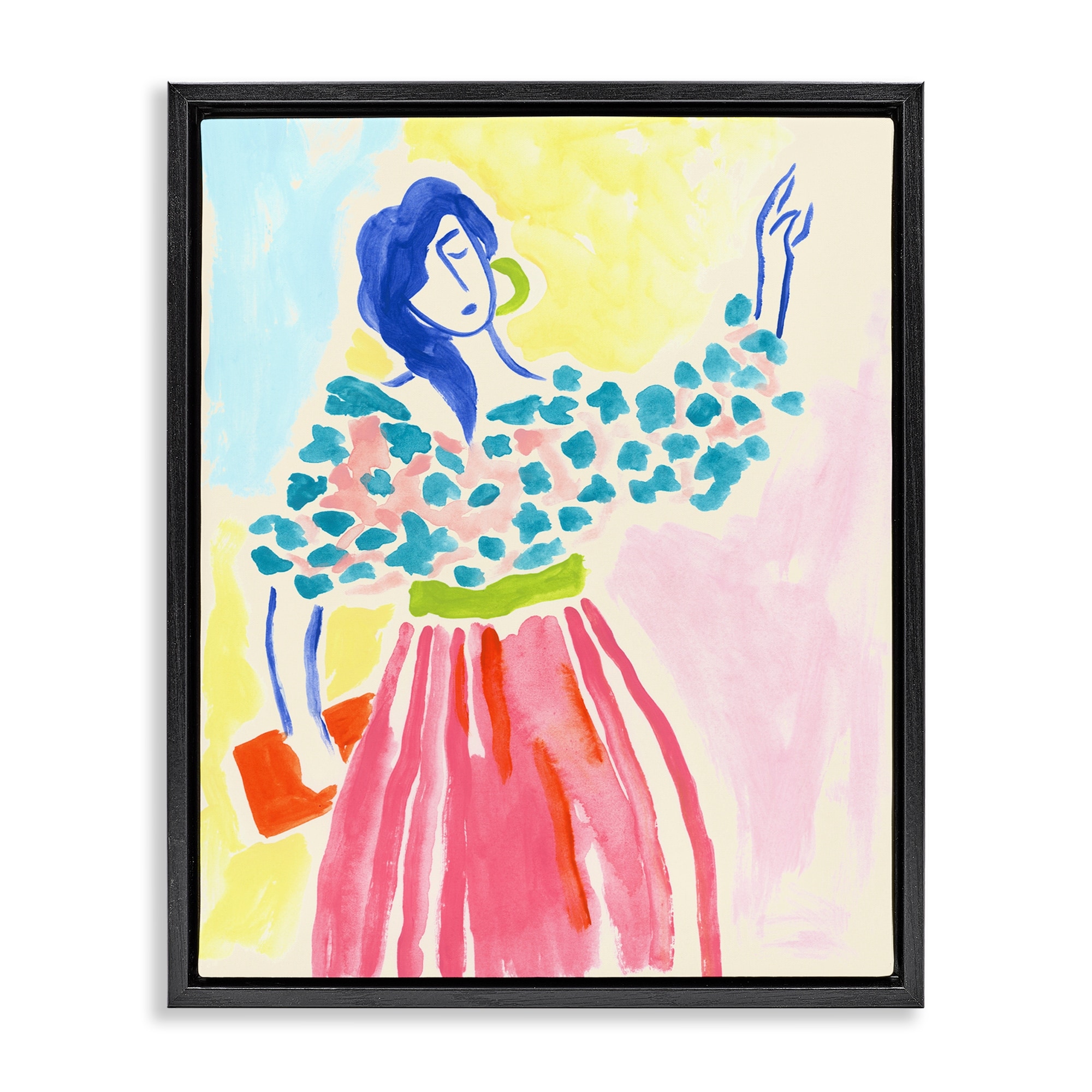 Stupell Woman in Bold Dress Framed Floater Canvas Wall Art Design By June Erica Vess