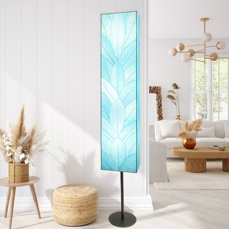 Eangee Handmade Sequoia Giant Floor Lamp, Cocoa Leaves Shade, 12 x 10 x 72 in. - 10 x 8 x 72