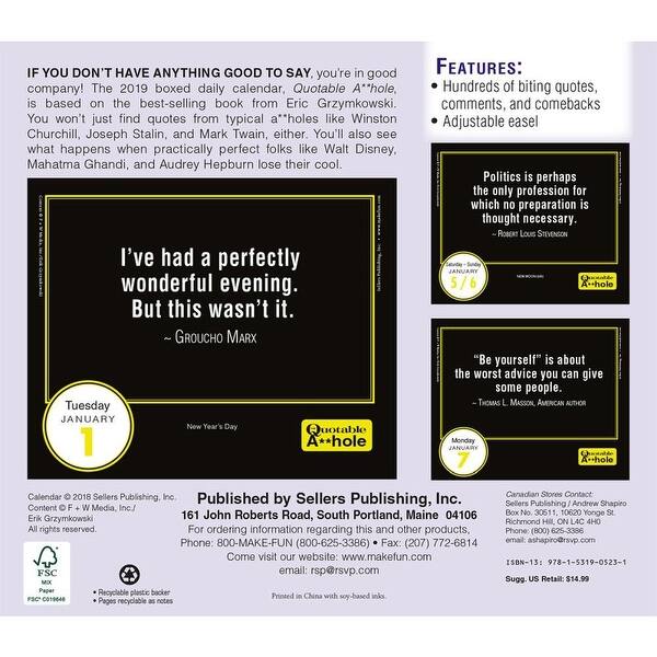 Shop Quotable Ahole Desk Calendar More Humor By Sellers
