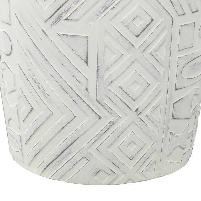 Yoli 17.75" Transitional Bohemian Geometric Drum Garden Stool, by JONATHAN Y