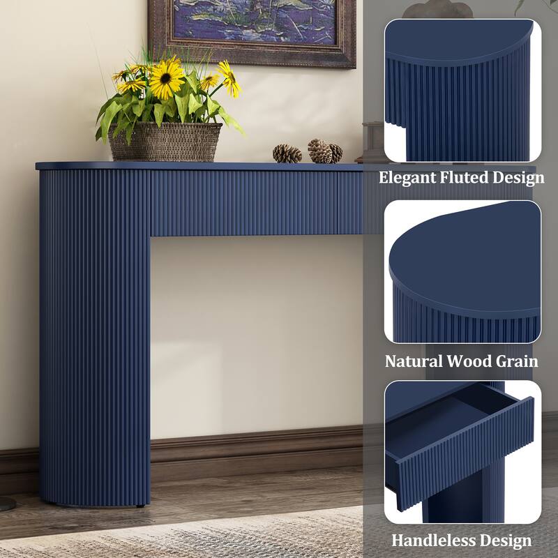 54" Console Table with Fluted Detail and Dual Drawers