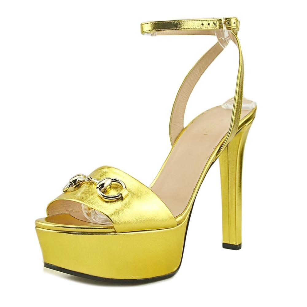 gucci gold platform heels