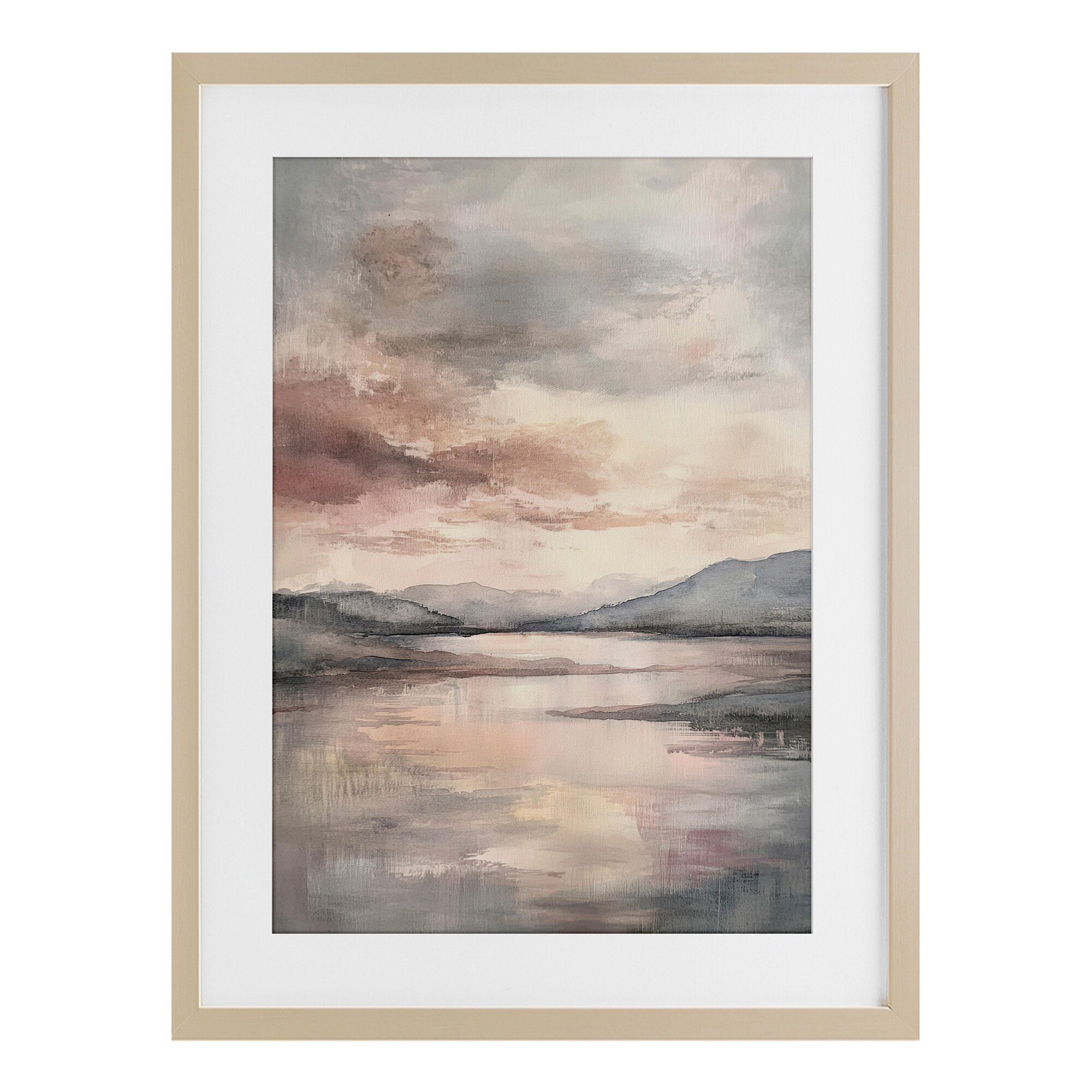 Stupell Cloud Covered Lake Landscape Under Glass Framed Design By Petal Prints Design