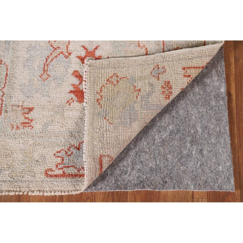 Hand Knotted Oriental 100% Wool Carpet Transitional All-Over Beige & Ivories Oushak Runner Rug - 17' 7'' X 2' 6''